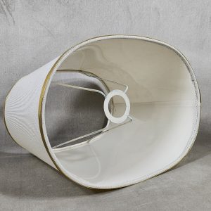 Oval Lampshade – OffWhite w/Glossy Lace (Pair)