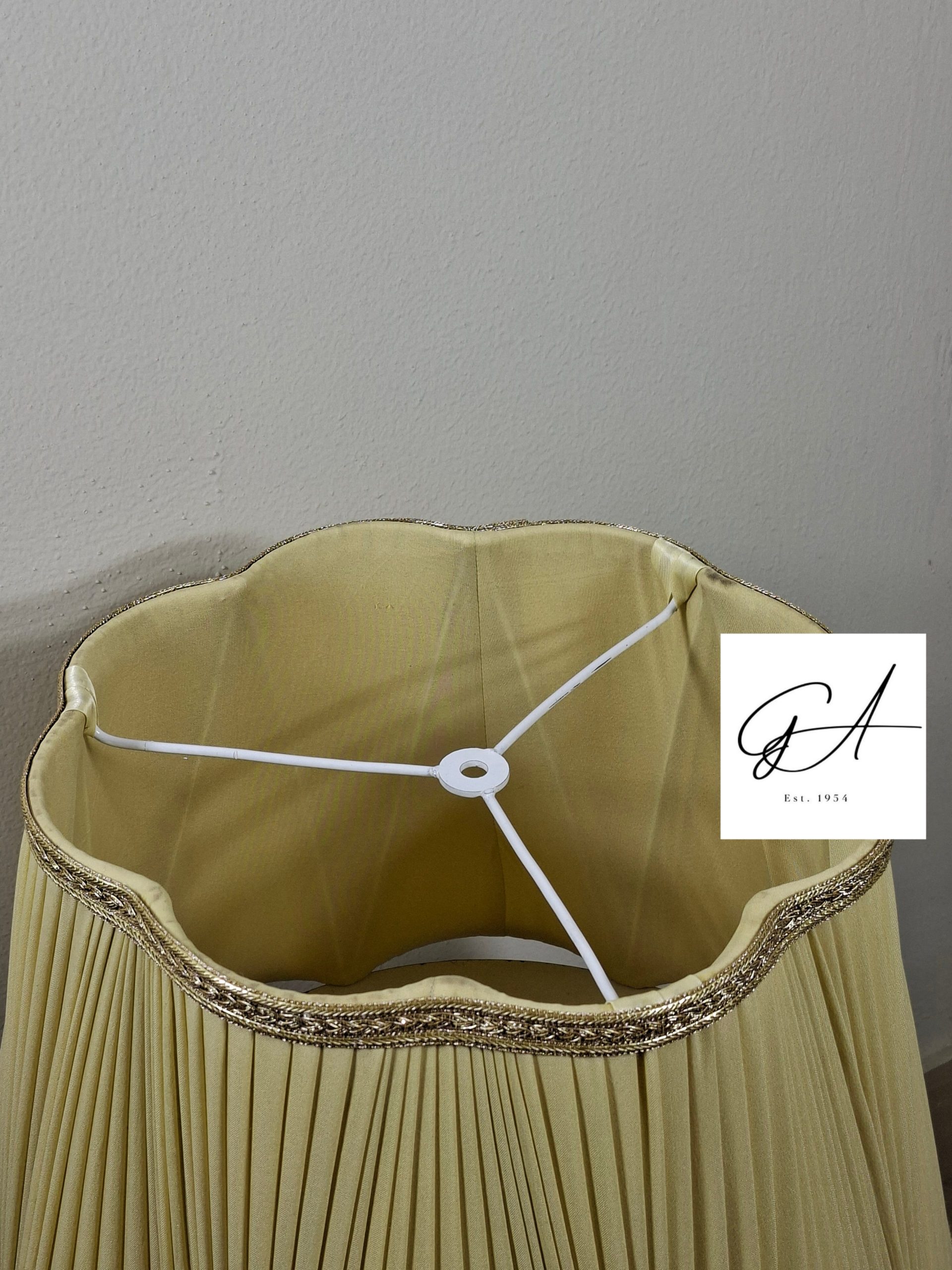 Plum shaped Crossed Pleated Lampshade w/ Spider Fitting - Image 2