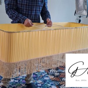 Long Rectangular Pleated Pendant Light with Fringe Lace