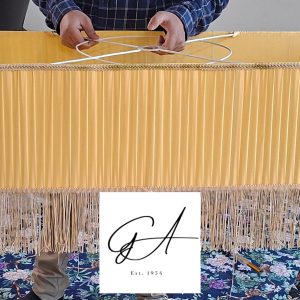 Long Rectangular Pleated Pendant Light with Fringe Lace
